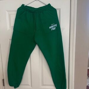 White Fox Green Sweatpants